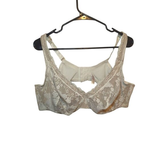 Women’s Nude CACIQUE Bra Size 46D Beige Shear Back Four Hook Eye Wired - Picture 1 of 14